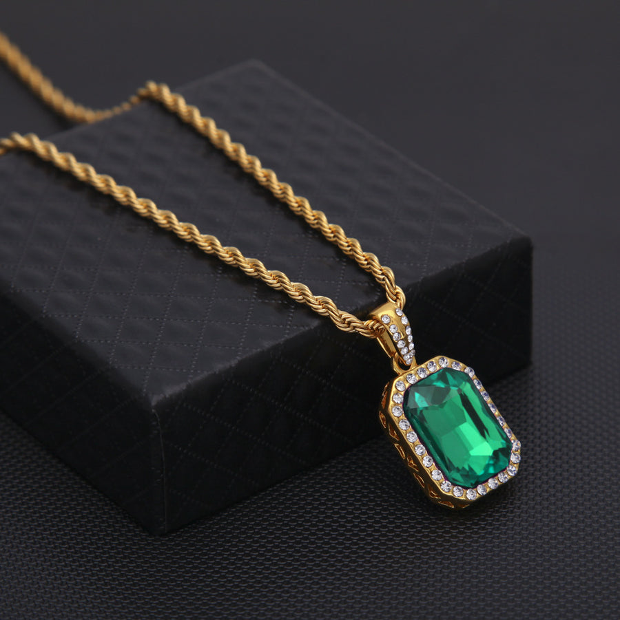 Iced Gemstone Pendant - Green