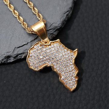 Iced African Map Pendant