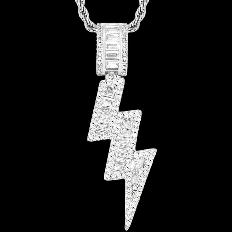 Lightning Bolt Pendant - White Gold