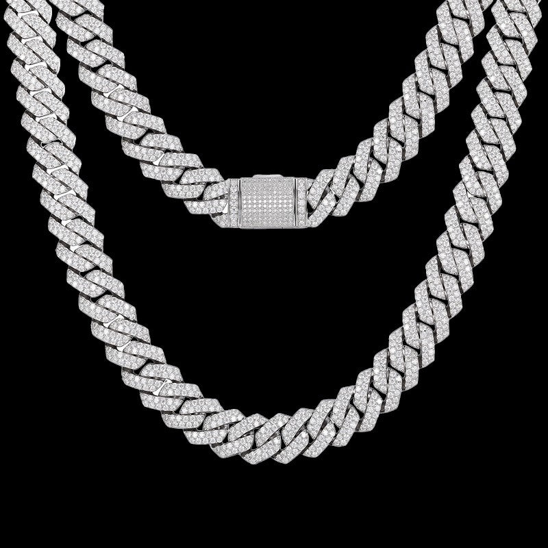 12MM Iced Cuban Chain - White Gold