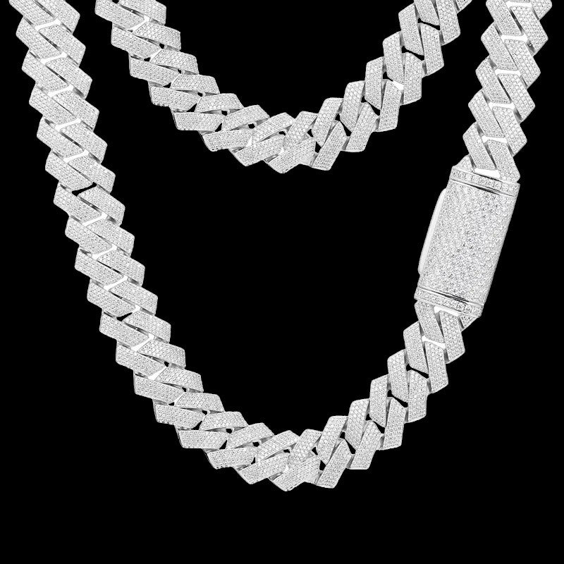 20MM Prong Cuban Chain - White Gold