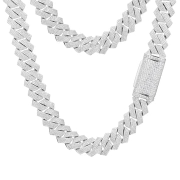 20MM Prong Cuban Chain - White Gold